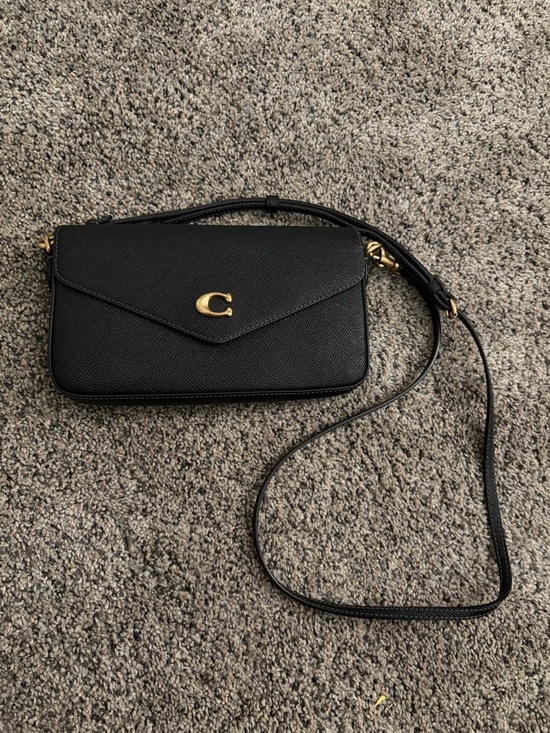 Coach Handbags - Coach Black Leather Crossbody with Gold C Hardware